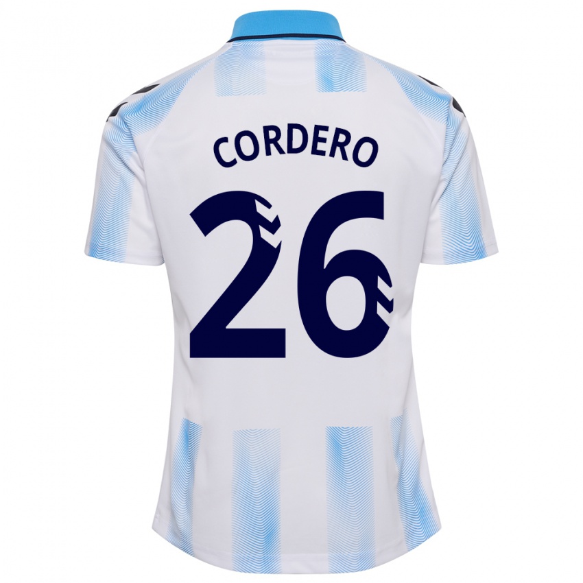 Mujer Camiseta Antonio Cordero #26 Blanco Azul 1ª Equipación 2023/24 La Camisa México