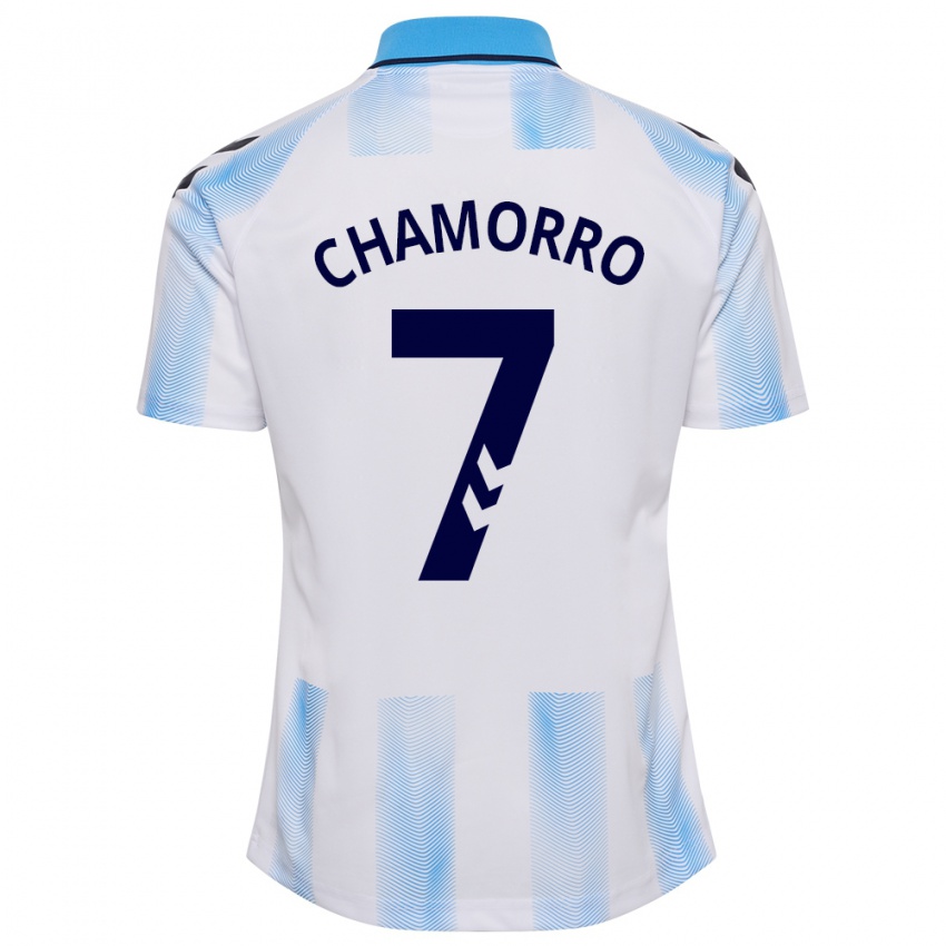 Mujer Camiseta Alexis Chamorro #7 Blanco Azul 1ª Equipación 2023/24 La Camisa México