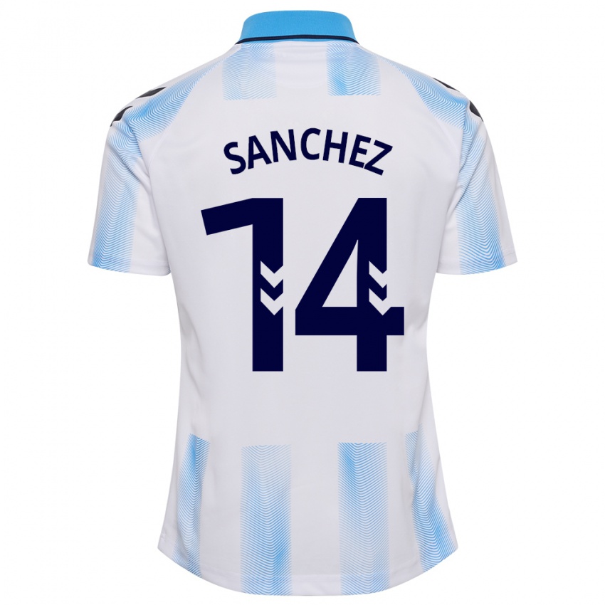 Mujer Camiseta Rubén Sánchez #14 Blanco Azul 1ª Equipación 2023/24 La Camisa México