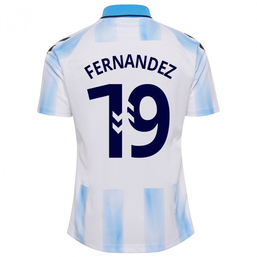 Mujer Camiseta Raúl Fernández #19 Blanco Azul 1ª Equipación 2023/24 La Camisa México