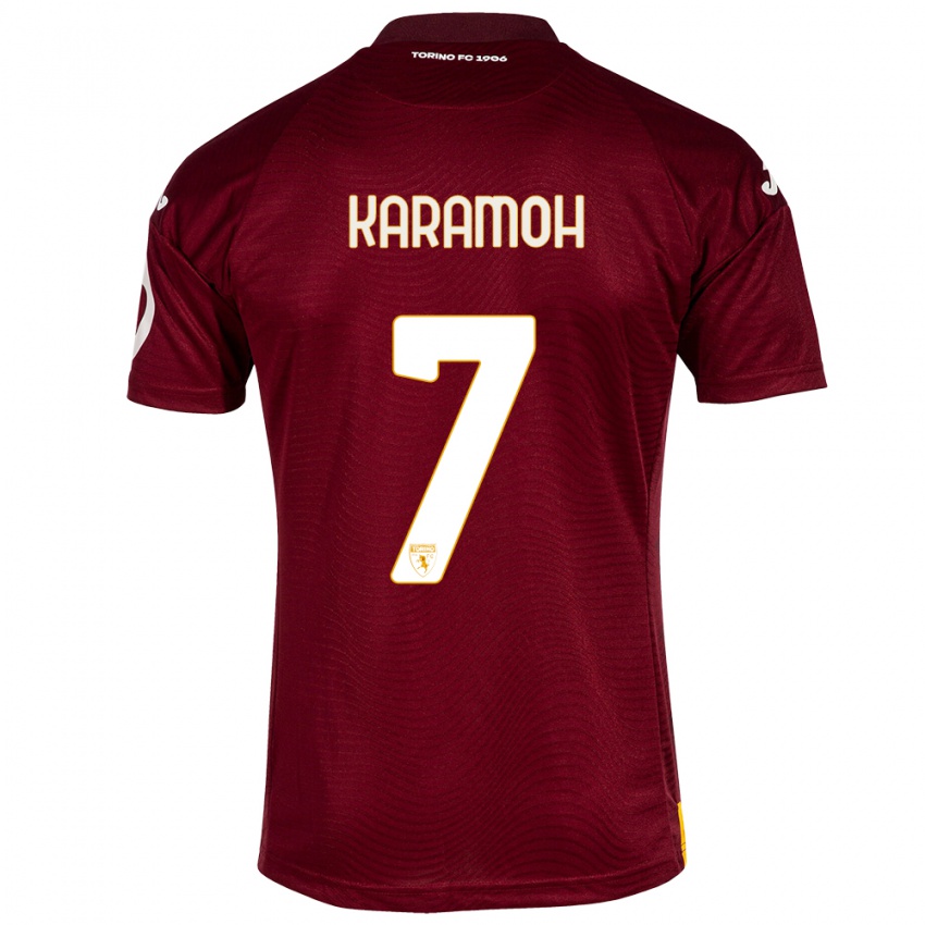 Mujer Camiseta Yann Karamoh #7 Rojo Oscuro 1ª Equipación 2023/24 La Camisa México