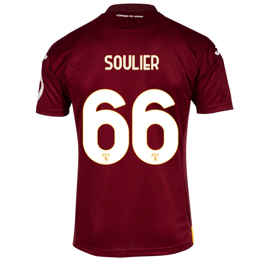 Mujer Camiseta Evan Soulier #66 Rojo Oscuro 1ª Equipación 2023/24 La Camisa México