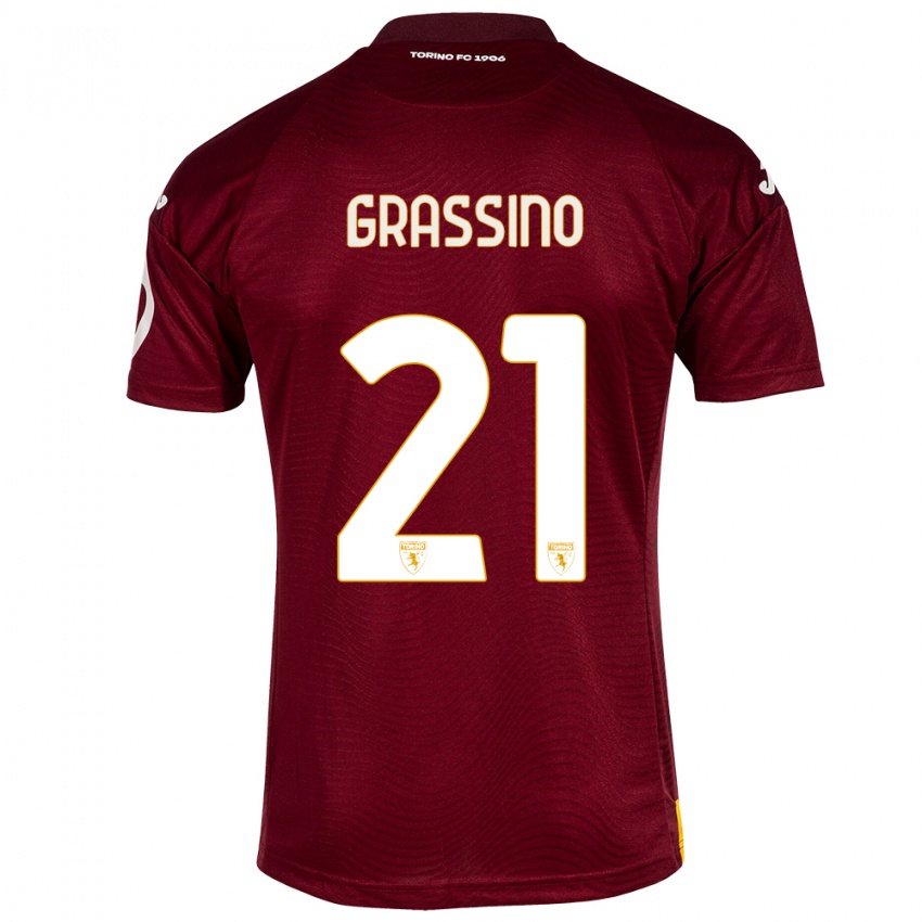 Mujer Camiseta Giulia Grassino #21 Rojo Oscuro 1ª Equipación 2023/24 La Camisa México