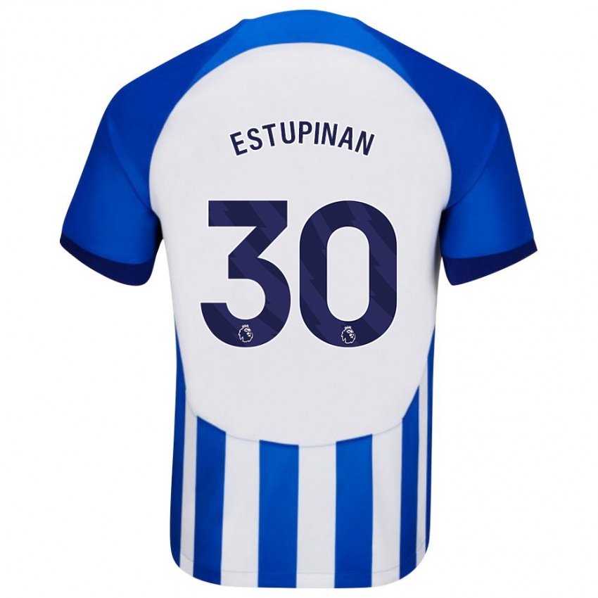 Mujer Camiseta Pervis Estupinan #30 Azul 1ª Equipación 2023/24 La Camisa México