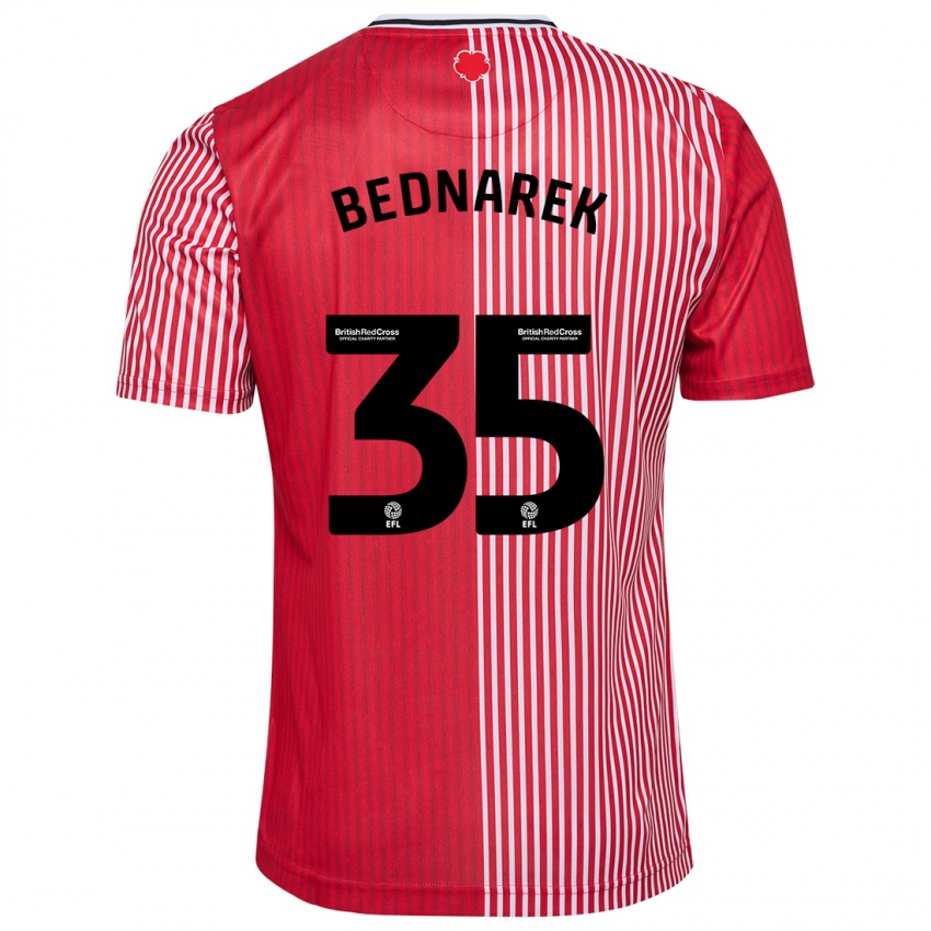 Mujer Camiseta Jan Bednarek #35 Rojo 1ª Equipación 2023/24 La Camisa México