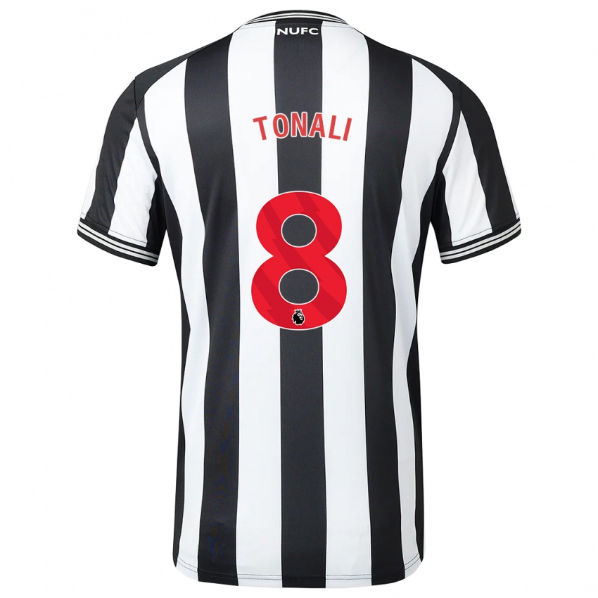 Mujer Camiseta Sandro Tonali #8 Blanco Negro 1ª Equipación 2023/24 La Camisa México