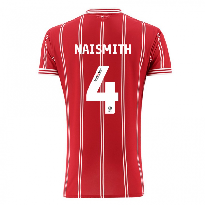 Mujer Camiseta Kal Naismith #4 Rojo 1ª Equipación 2023/24 La Camisa México