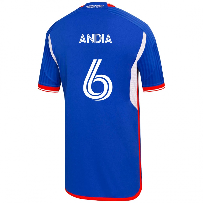 Mujer Camiseta Yonathan Andía #6 Azul 1ª Equipación 2023/24 La Camisa México
