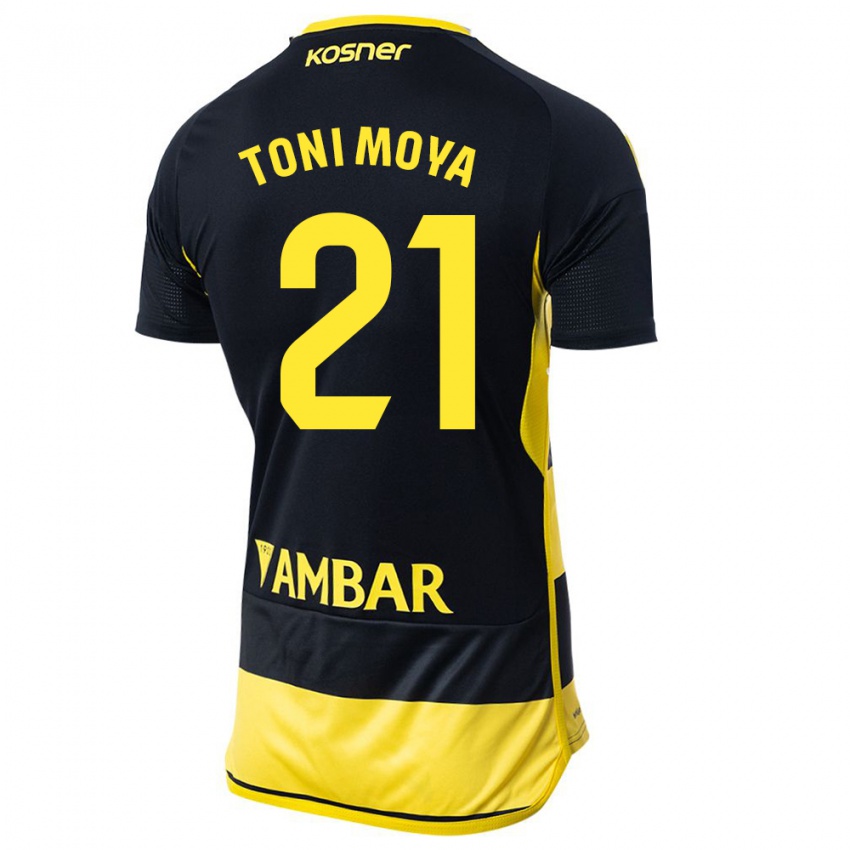 Mujer Camiseta Toni Moya #21 Negro Amarillo 2ª Equipación 2023/24 La Camisa México