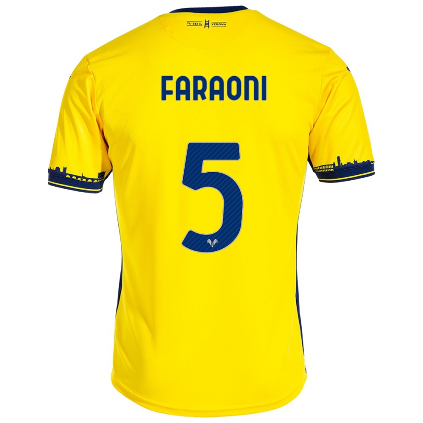 Mujer Camiseta Davide Faraoni #5 Amarillo 2ª Equipación 2023/24 La Camisa México