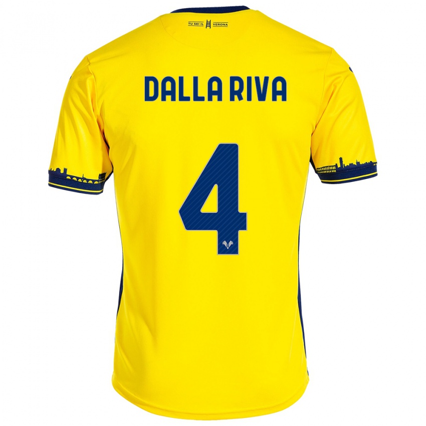 Mujer Camiseta Stefano Dalla Riva #4 Amarillo 2ª Equipación 2023/24 La Camisa México