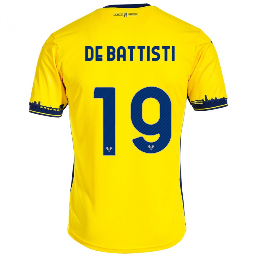 Mujer Camiseta Davide De Battisti #19 Amarillo 2ª Equipación 2023/24 La Camisa México