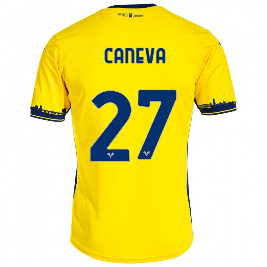 Mujer Camiseta Elia Caneva #27 Amarillo 2ª Equipación 2023/24 La Camisa México