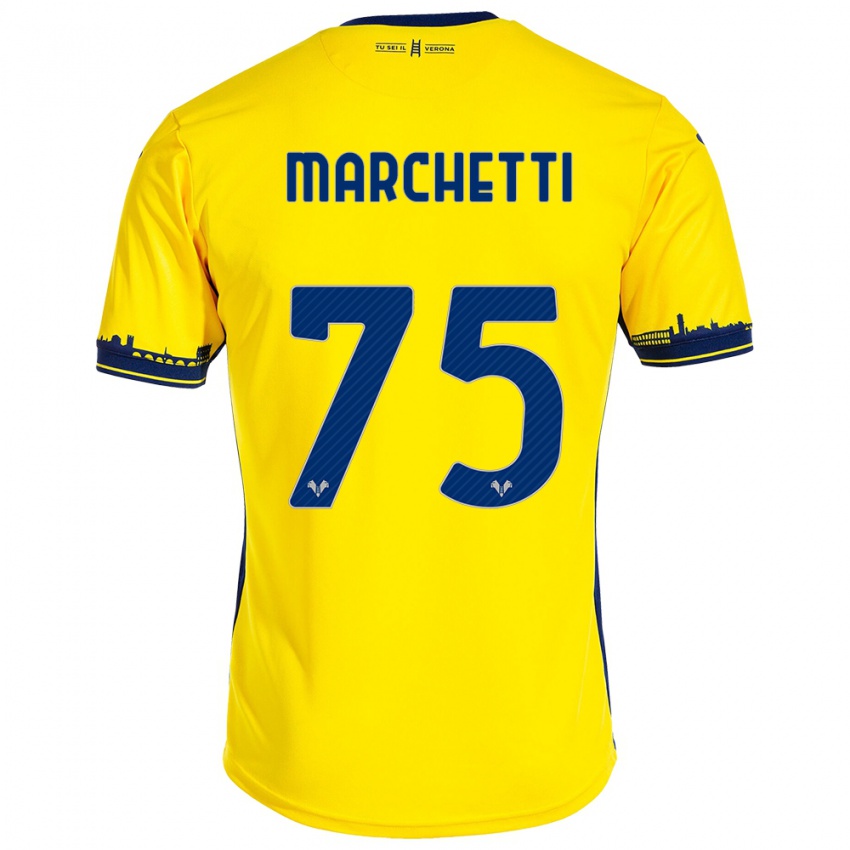 Mujer Camiseta Nicolò Marchetti #75 Amarillo 2ª Equipación 2023/24 La Camisa México
