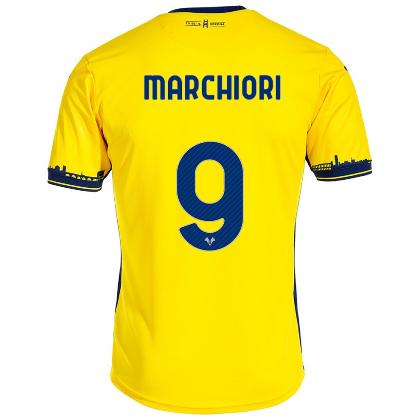 Mujer Camiseta Giorgia Marchiori #9 Amarillo 2ª Equipación 2023/24 La Camisa México