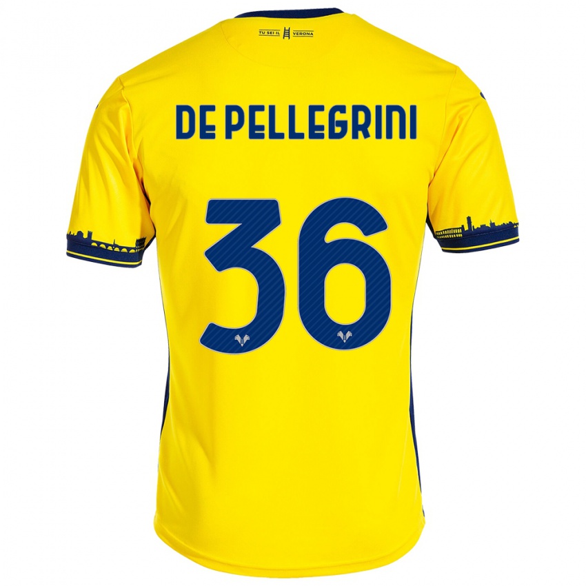 Mujer Camiseta Erika De Pellegrini #36 Amarillo 2ª Equipación 2023/24 La Camisa México