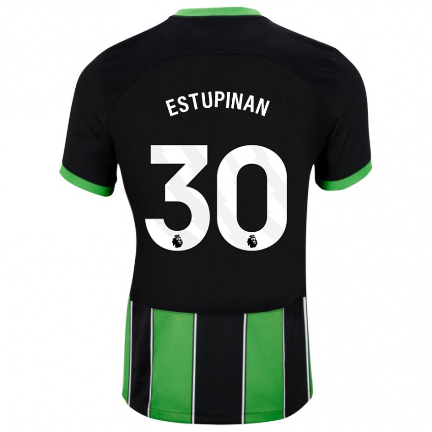 Mujer Camiseta Pervis Estupinan #30 Verde Negro 2ª Equipación 2023/24 La Camisa México