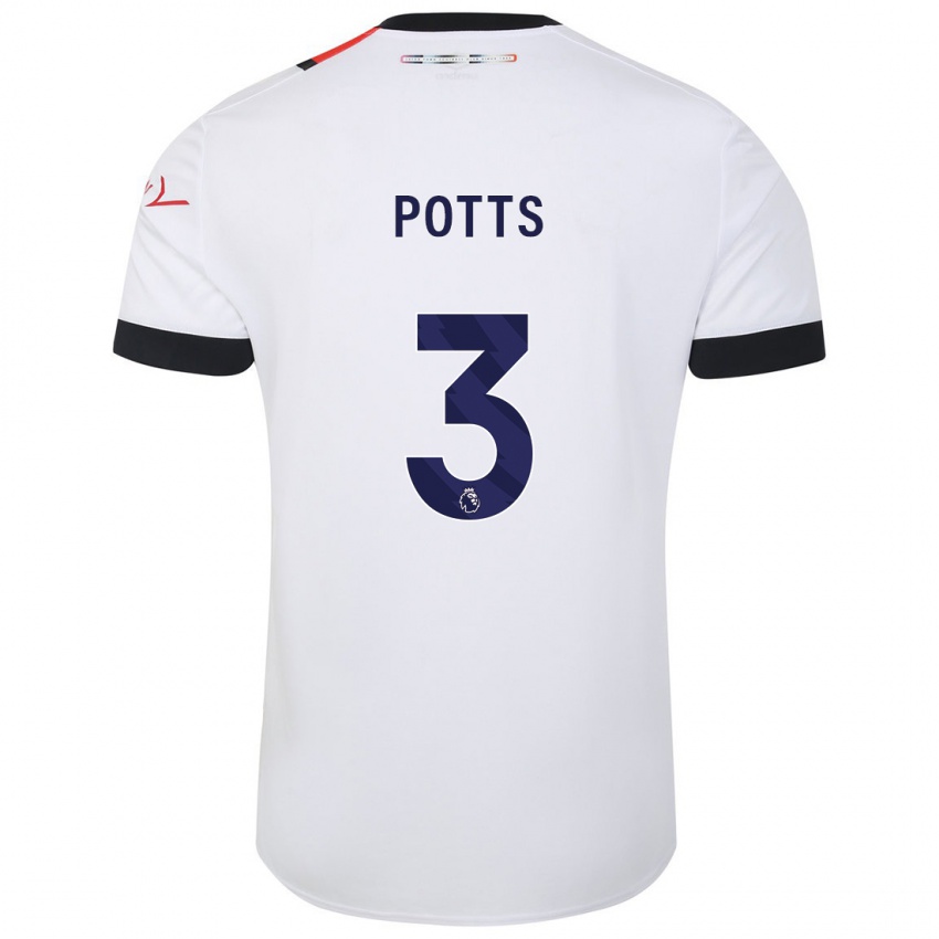 Mujer Camiseta Dan Potts #3 Blanco 2ª Equipación 2023/24 La Camisa México