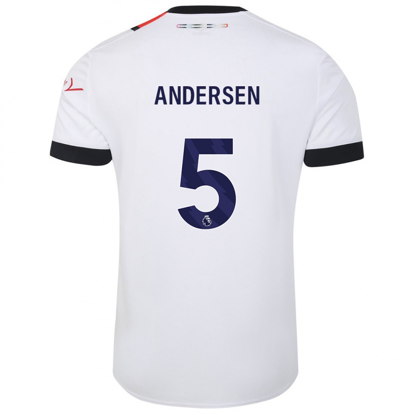 Mujer Camiseta Mads Andersen #5 Blanco 2ª Equipación 2023/24 La Camisa México