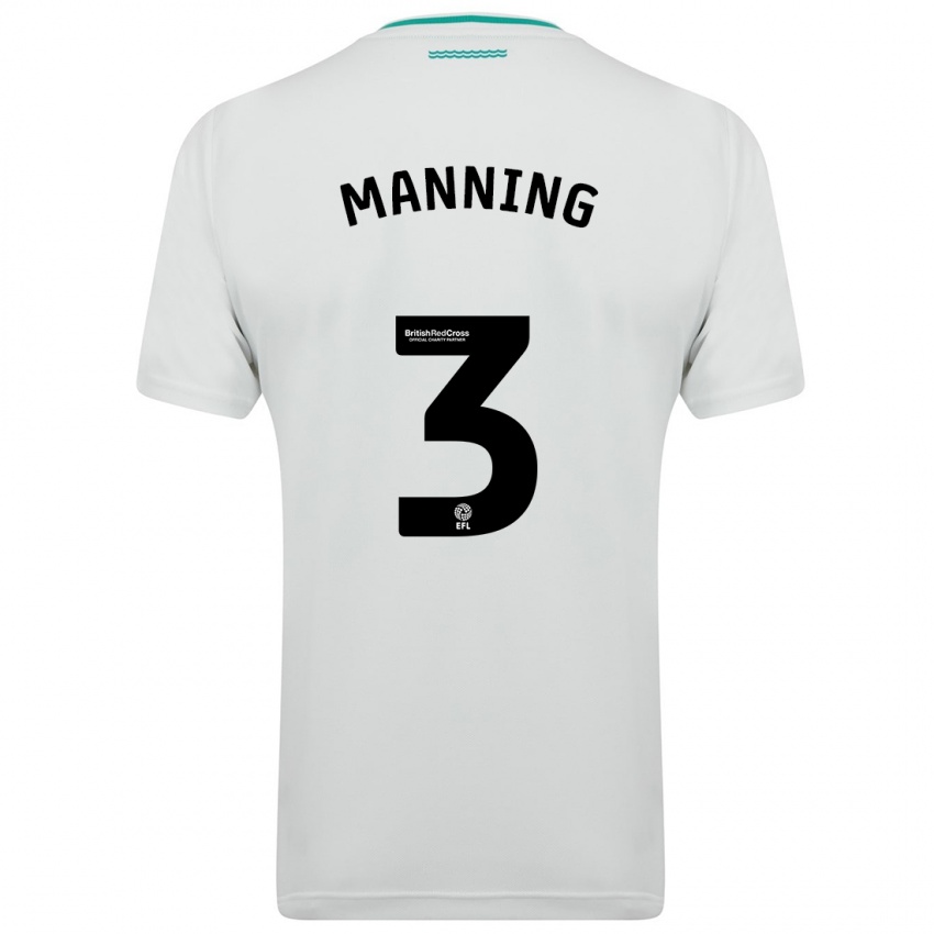 Mujer Camiseta Ryan Manning #3 Blanco 2ª Equipación 2023/24 La Camisa México