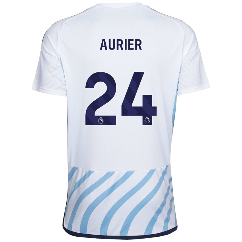 Mujer Camiseta Serge Aurier #24 Blanco Azul 2ª Equipación 2023/24 La Camisa México