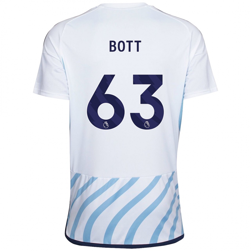 Mujer Camiseta Aaron Bott #63 Blanco Azul 2ª Equipación 2023/24 La Camisa México