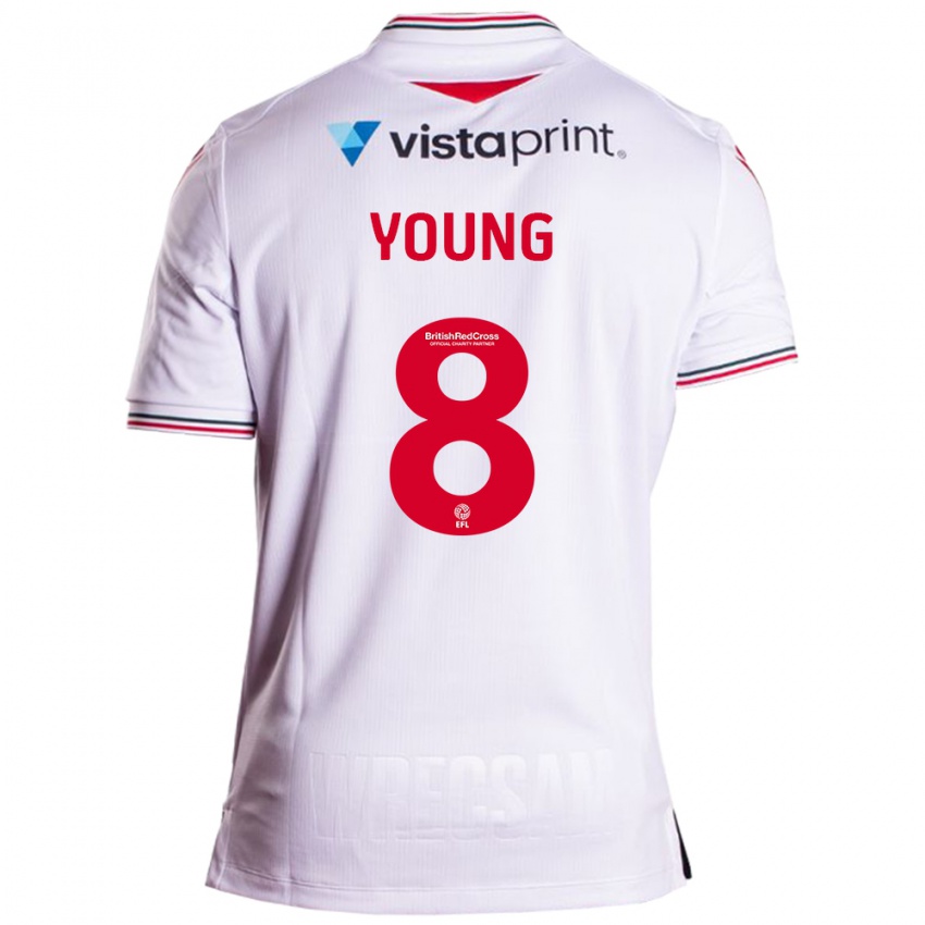 Mujer Camiseta Luke Young #8 Blanco 2ª Equipación 2023/24 La Camisa México