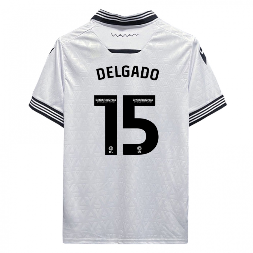 Mujer Camiseta Juan Delgado #15 Blanco 2ª Equipación 2023/24 La Camisa México