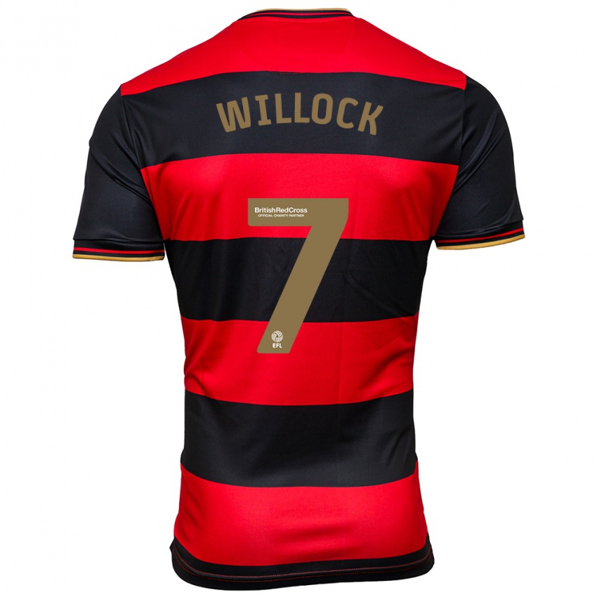 Mujer Camiseta Chris Willock #7 Negro Rojo 2ª Equipación 2023/24 La Camisa México