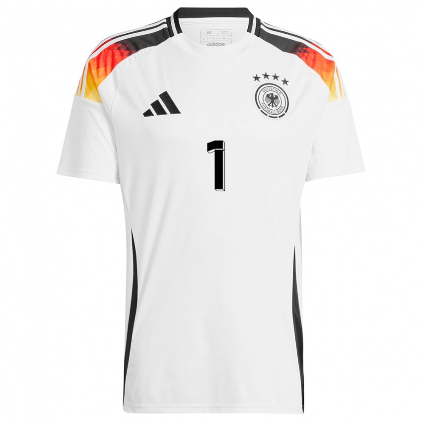 Niño Camiseta Alemania Manuel Neuer #1 Blanco 1ª Equipación 24-26 La Camisa México