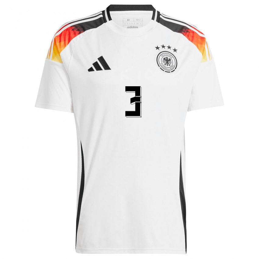 Niño Camiseta Alemania David Raum #3 Blanco 1ª Equipación 24-26 La Camisa México