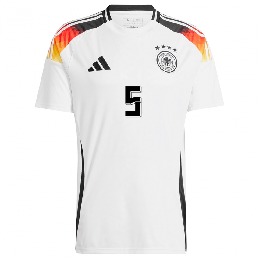 Niño Camiseta Alemania Jana Feldkamp #5 Blanco 1ª Equipación 24-26 La Camisa México