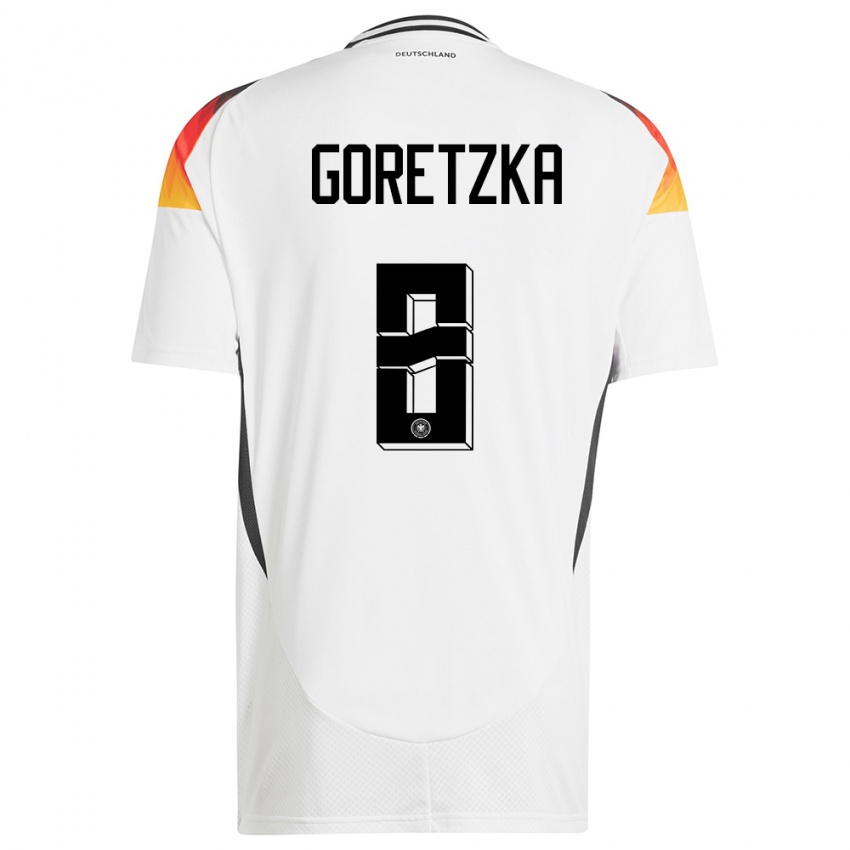 Niño Camiseta Alemania Leon Goretzka #8 Blanco 1ª Equipación 24-26 La Camisa México