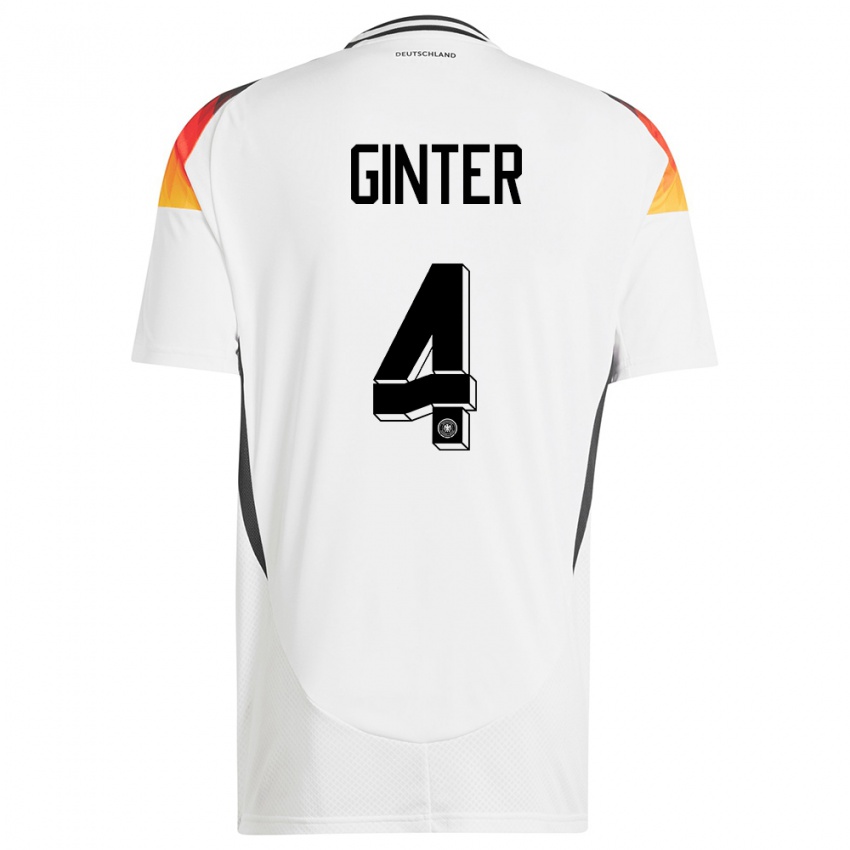 Niño Camiseta Alemania Matthias Ginter #4 Blanco 1ª Equipación 24-26 La Camisa México