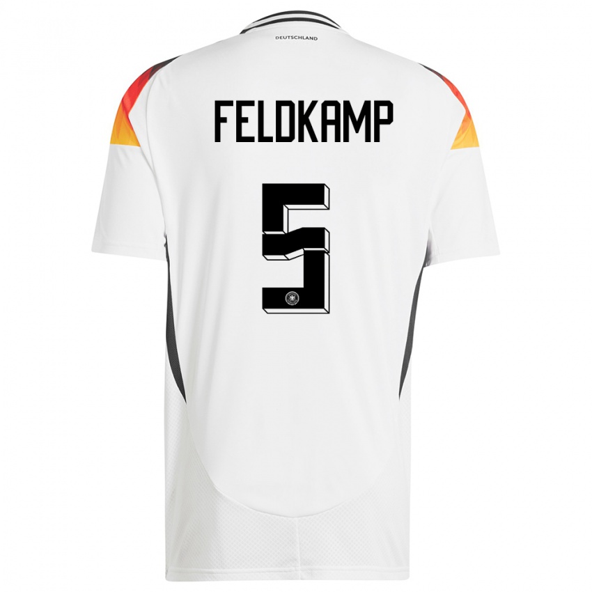 Niño Camiseta Alemania Jana Feldkamp #5 Blanco 1ª Equipación 24-26 La Camisa México