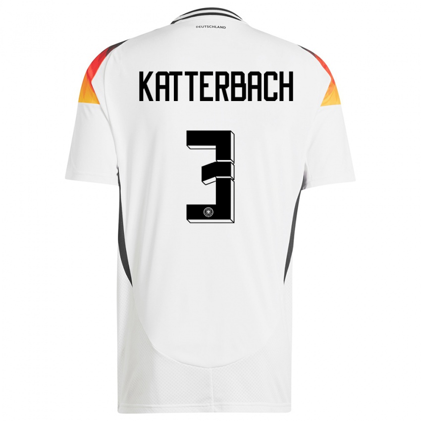 Niño Camiseta Alemania Noah Katterbach #3 Blanco 1ª Equipación 24-26 La Camisa México