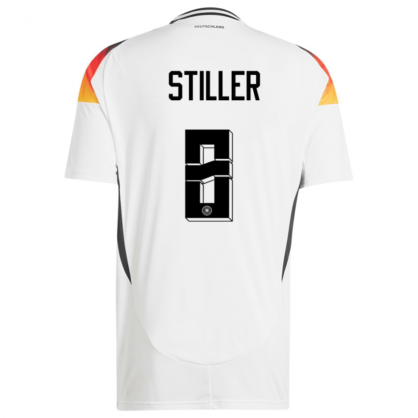 Niño Camiseta Alemania Angelo Stiller #8 Blanco 1ª Equipación 24-26 La Camisa México