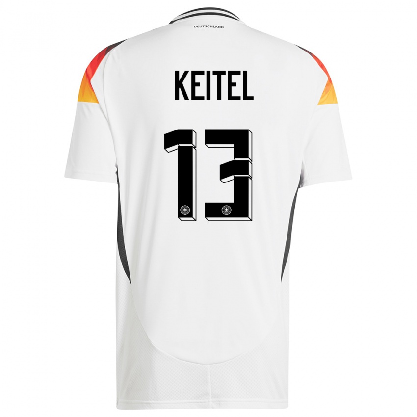 Niño Camiseta Alemania Yannik Keitel #13 Blanco 1ª Equipación 24-26 La Camisa México