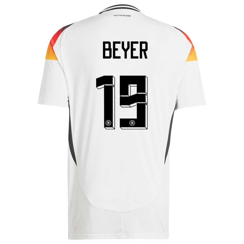 Niño Camiseta Alemania Jordan Beyer #19 Blanco 1ª Equipación 24-26 La Camisa México