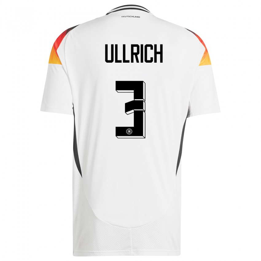 Niño Camiseta Alemania Lukas Ullrich #3 Blanco 1ª Equipación 24-26 La Camisa México