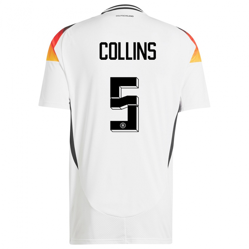 Niño Camiseta Alemania Nnamdi Collins #5 Blanco 1ª Equipación 24-26 La Camisa México