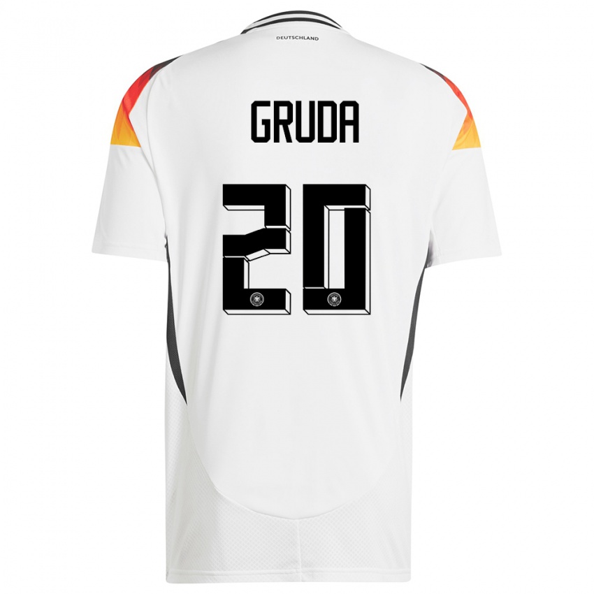 Niño Camiseta Alemania Brajan Gruda #20 Blanco 1ª Equipación 24-26 La Camisa México