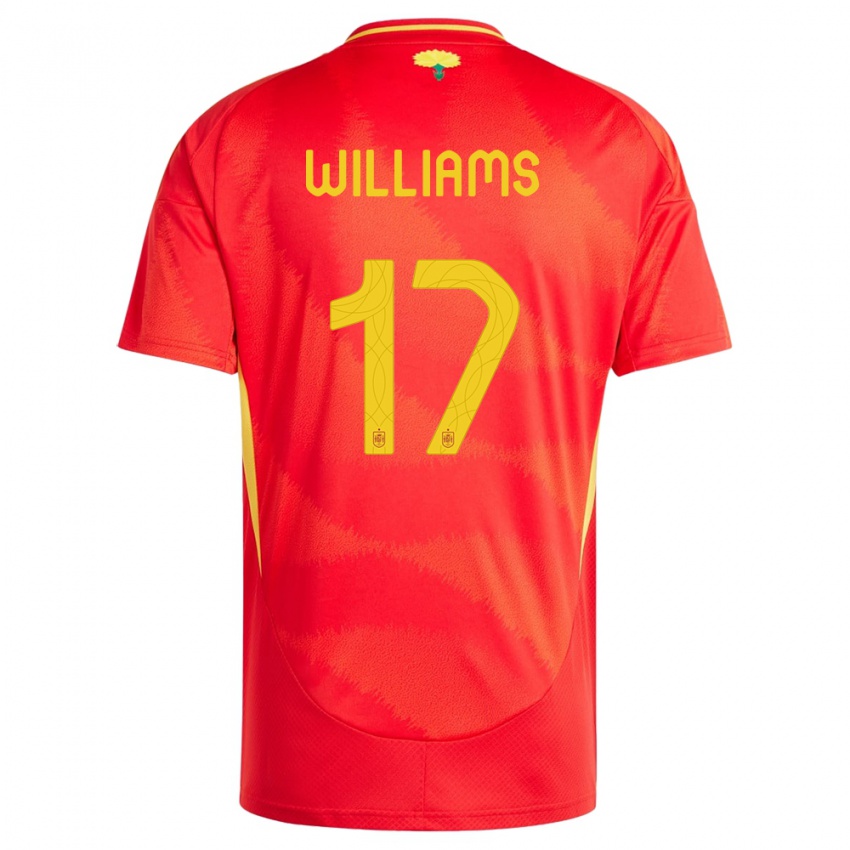 Niño Camiseta España Nico Williams #17 Rojo 1ª Equipación 24-26 La Camisa México