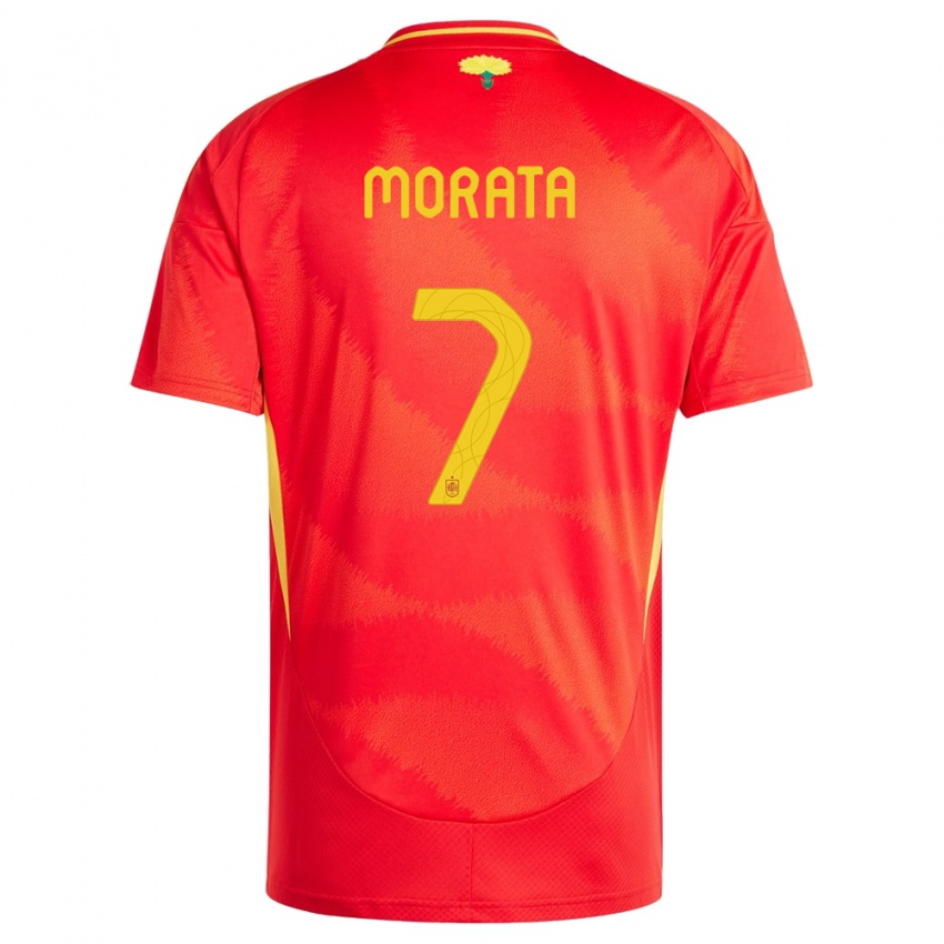 Niño Camiseta España Alvaro Morata #7 Rojo 1ª Equipación 24-26 La Camisa México