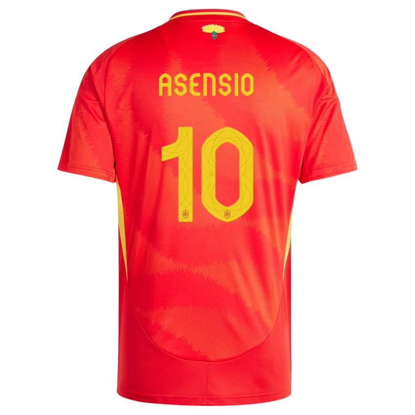 Niño Camiseta España Marco Asensio #10 Rojo 1ª Equipación 24-26 La Camisa México