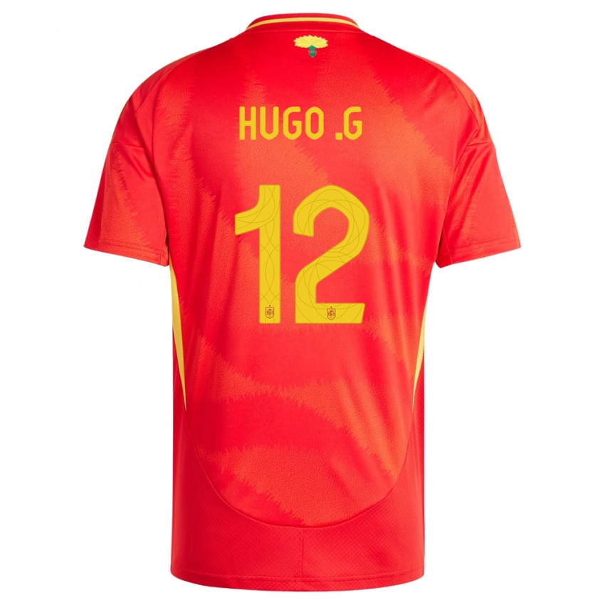 Niño Camiseta España Hugo Guillamon #12 Rojo 1ª Equipación 24-26 La Camisa México