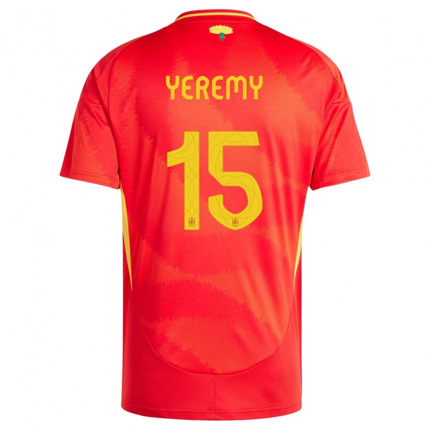 Niño Camiseta España Yeremy Pino #15 Rojo 1ª Equipación 24-26 La Camisa México