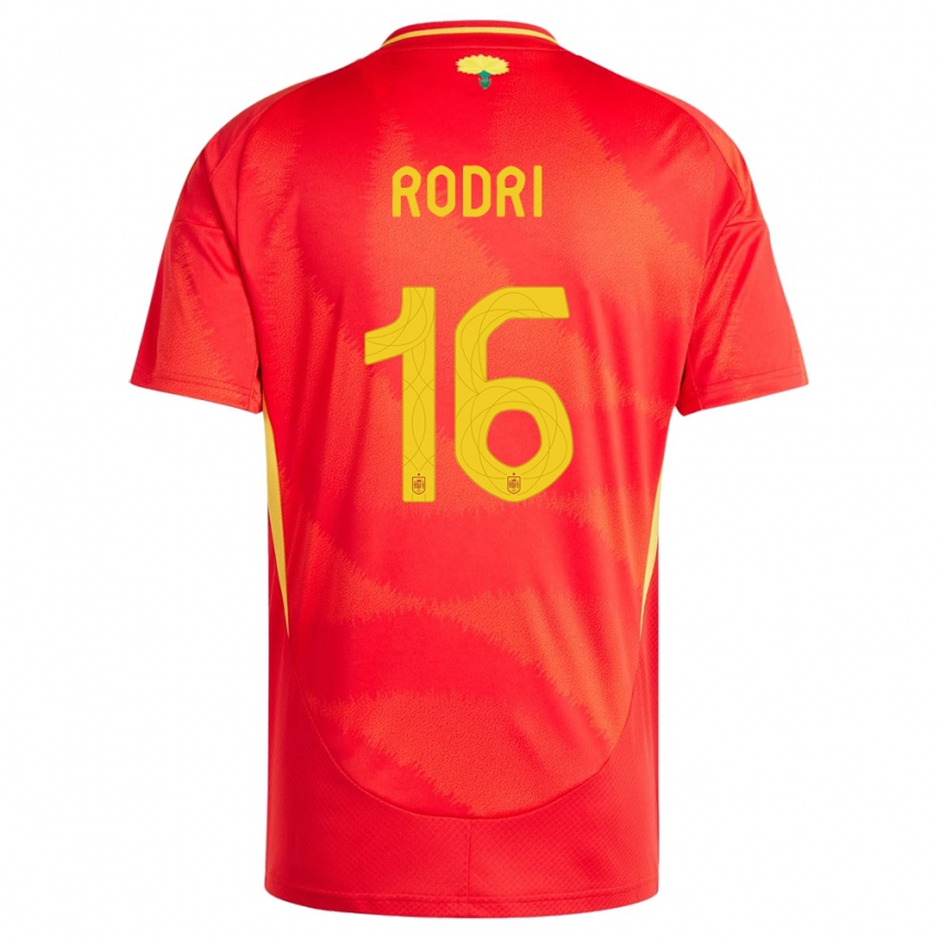 Niño Camiseta España Rodri #16 Rojo 1ª Equipación 24-26 La Camisa México