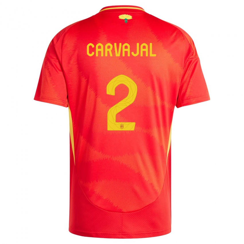 Niño Camiseta España Daniel Carvajal #2 Rojo 1ª Equipación 24-26 La Camisa México