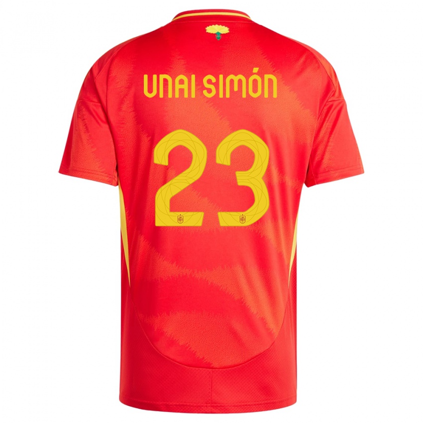 Niño Camiseta España Unai Simon #23 Rojo 1ª Equipación 24-26 La Camisa México